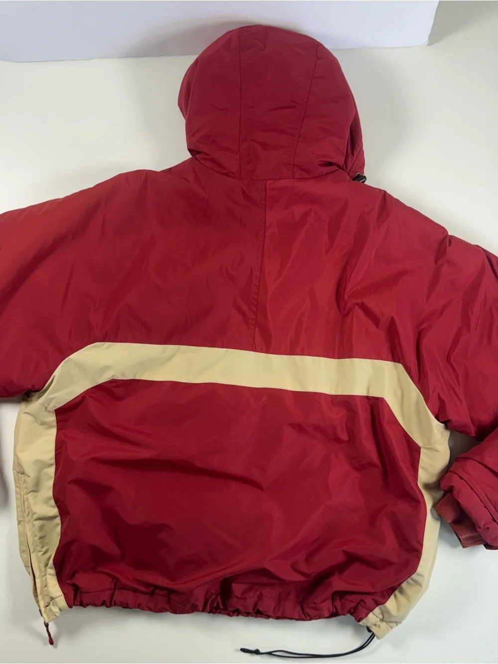 J. Crew Red Hooded Windbreaker with Cream Trim